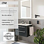 Camargue Star Waschtischunterschrank (47 x 70 x 52 cm, Mit Beleuchtung, Grafit, Hochglanz)