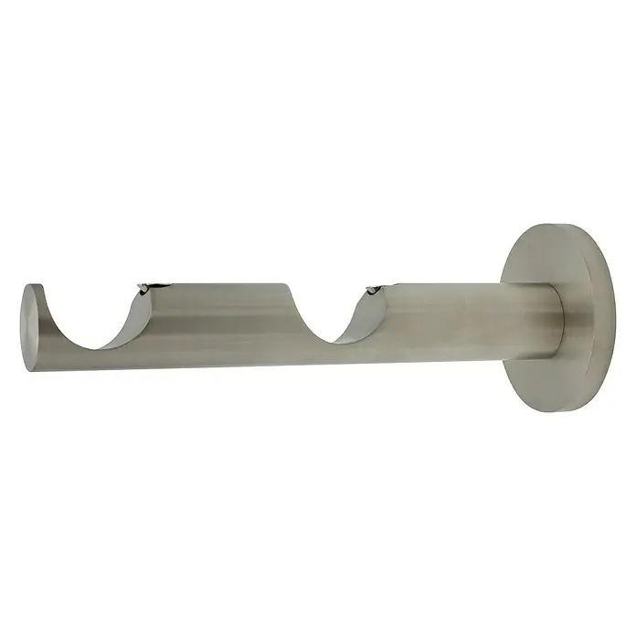 Expo Ambiente Doppelträger Max - Edelstahloptik, Geeignet für: Gardinenstangen Ø 28 mm, Länge: 16,8 cm - Doppelter Gardinenstangenhalter in gebürstetem Nickel für eine elegante Fensterdekoration mit zwei Vorhängen oder Gardinen.