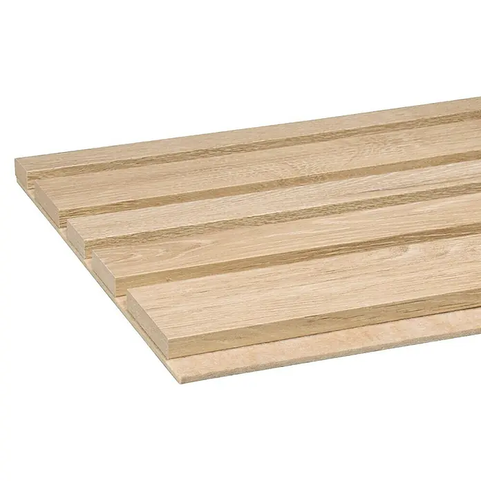 CanDo Akustikpaneel Blend - Eiche Natur Uni, 2.600 x 300 x 17 mm, 2 Stk. - Hellbraune, holzoptik Lamellen-Wandverkleidung.