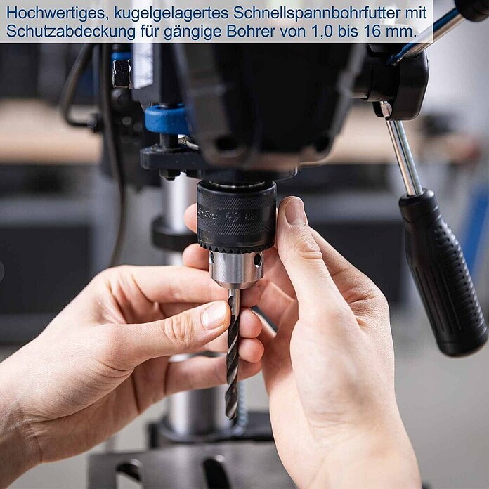 Scheppach Tischbohrmaschine TBM300 Vario (750 W, Leerlaufdrehzahl: 1 450 U/min, Spannweite Bohrfutter: 16 mm) | BAUHAUS