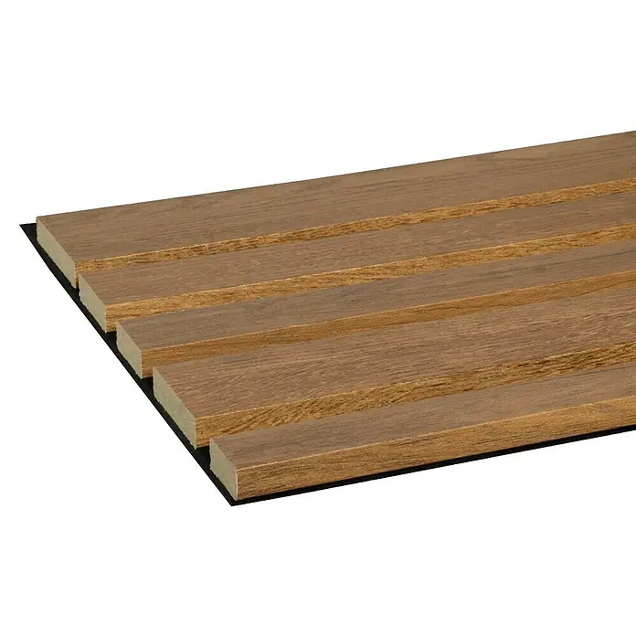 CanDo Akustikpaneel Blend - Eiche Bronze, 2.600 x 300 x 17 mm, 2 Stk. - Akustikwandpaneel mit Holzlatten in Naturholzoptik auf schwarzem Filzträger.