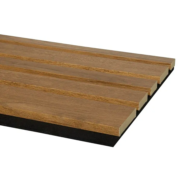 CanDo Akustikpaneel Blend - Eiche Bronze, 2.600 x 300 x 17 mm, 2 Stk. - Akustikpaneel aus braunen Holzlamellen mit dunkler Filzrückseite.