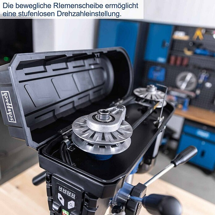 Scheppach Tischbohrmaschine TBM300 Vario (750 W, Leerlaufdrehzahl: 1 450 U/min, Spannweite Bohrfutter: 16 mm) | BAUHAUS