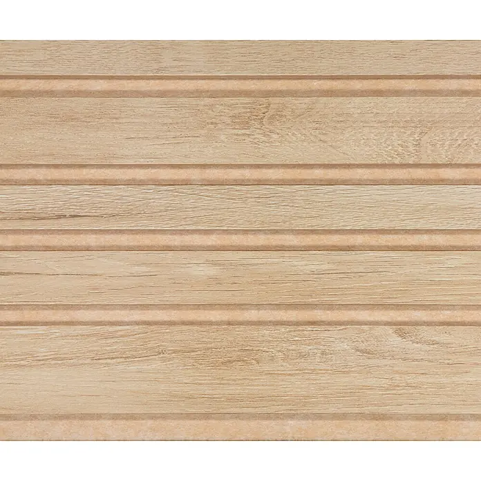 CanDo Akustikpaneel Blend - Eiche Natur Uni, 2.600 x 300 x 17 mm, 2 Stk. - Helles braunes Holzimitat-Paneel mit horizontaler Reliefstruktur.