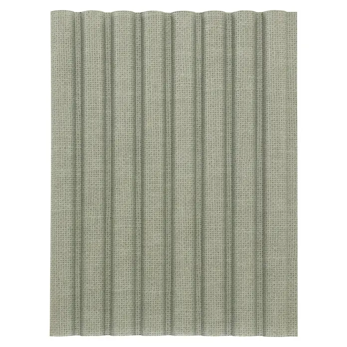 CanDo Akustikpaneel Curve - Sage, 2.600 x 300 x 19 mm, 2 Stk. - Hellgrüne Wellplatte mit feiner Gitterstruktur.