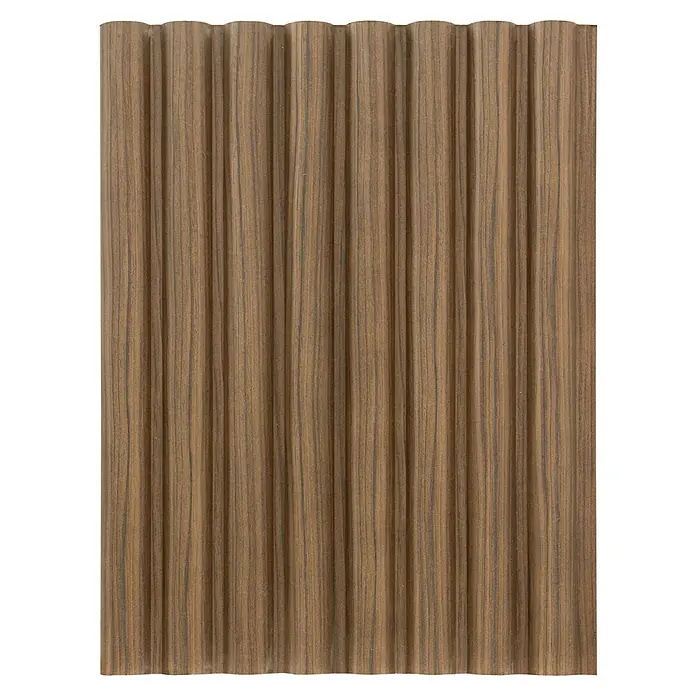 CanDo Akustikpaneel Curve - Walnuss Uni, 2.600 x 300 x 19 mm, 2 Stk. - Braunes Holzpaneel mit vertikaler Rillenstruktur.