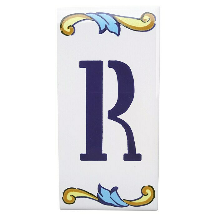 Azulejo de gres Letra R (7,5 x 15 cm, Blanco, Brillante)