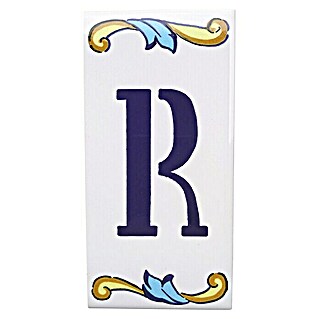 Pavimento cerámico Letra R (7,5 x 15 cm, Blanco/Azul/Amarillo, Brillante)