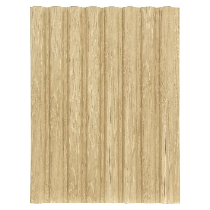 CanDo Akustikpaneel Curve - Eiche Natur Uni, 2.600 x 300 x 19 mm, 2 Stk. - Hellesbraunes geriffeltes Holzpaneel.