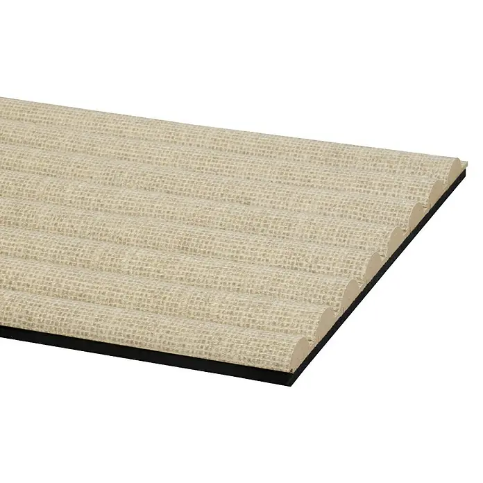 CanDo Akustikpaneel Curve - Sand, 2.600 x 300 x 19 mm, 2 Stk. - Beiges Akustikpaneel mit erhabener, horizontal gewebter Textur und schwarzer Rückseite.