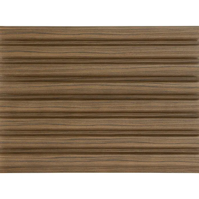 CanDo Akustikpaneel Curve - Walnuss Uni, 2.600 x 300 x 19 mm, 2 Stk. - Braunes geriffeltes Holzpaneel mit sichtbarer Maserung.