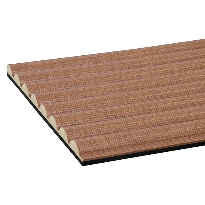 CanDo Akustikpaneel Curve - Terra, 2.600 x 300 x 19 mm, 2 Stk. - Braunes gewelltes Akustikpaneel mit strukturierter, karierter Oberfläche und schwarzer Rückseite.
