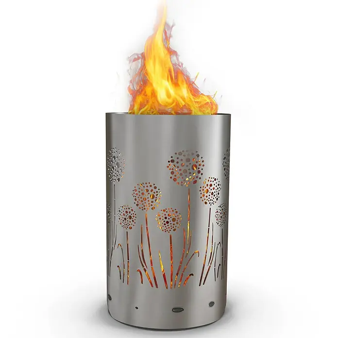 TiKo-Design Holzkohlegrill Feuertonne-Pusteblumen - Grau