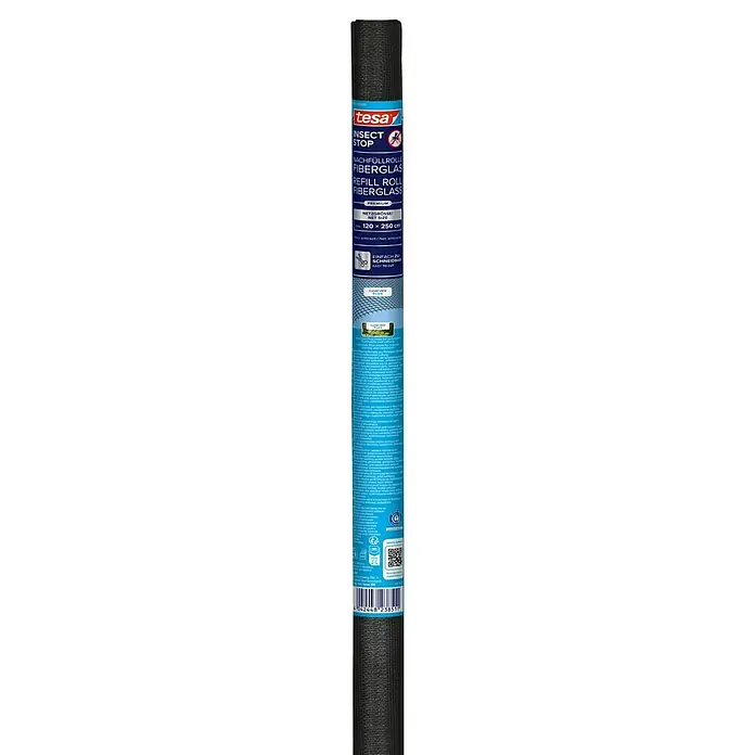 Tesa Fiberglasrolle Clear View Fiberglas-Ersatzrolle - B x H: 2,5 x 1,2 m - Tesa Fiberglas Insektenschutz-Nachfüllrolle, anthrazit, für verbesserte Sicht und Belüftung.