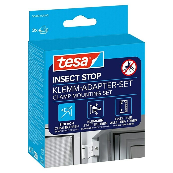 Tesa Insect Stop Adapter-Set Insect Stop FALT Tür (Weiß, Passend für: alle tesa Aluminiumrahmen Türen, Klemmen) | BAUHAUS