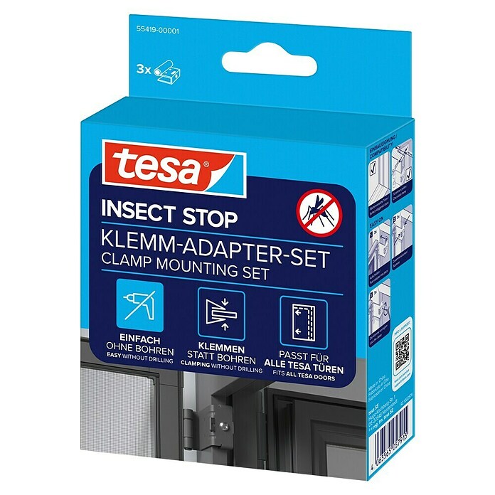 Tesa Insect Stop Adapter-Set für Insect Stop FALT Tür (Anthrazit, Passend für: alle tesa Aluminiumrahmen Türen, Klemmen) | BAUHAUS