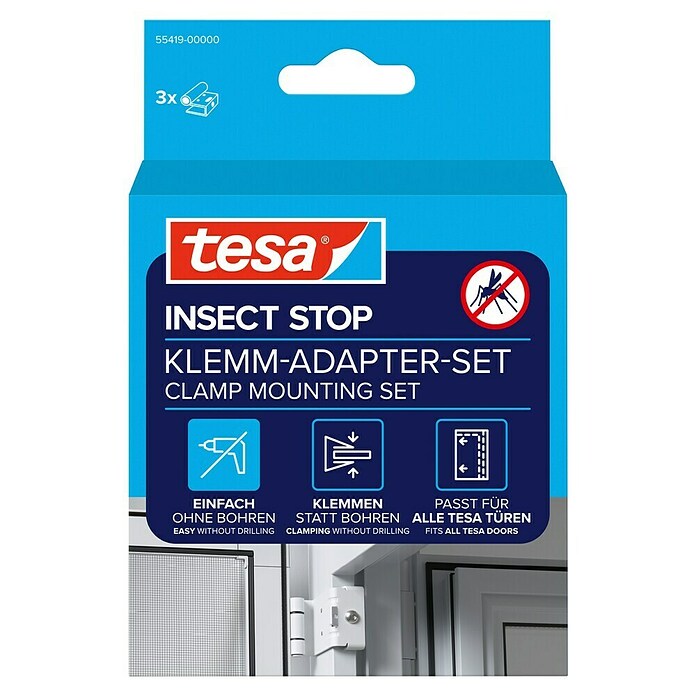 Tesa Insect Stop Adapter-Set Insect Stop FALT Tür (Weiß, Passend für: alle tesa Aluminiumrahmen Türen, Klemmen) | BAUHAUS