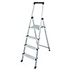 Stufenstehleiter (Arbeitshöhe: 2,85 m, 4 Stufen, Aluminium, Eimerhaken)