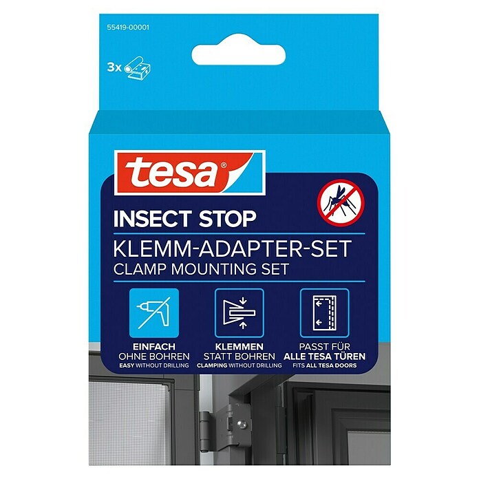 Tesa Insect Stop Adapter-Set für Insect Stop FALT Tür (Anthrazit, Passend für: alle tesa Aluminiumrahmen Türen, Klemmen) | BAUHAUS