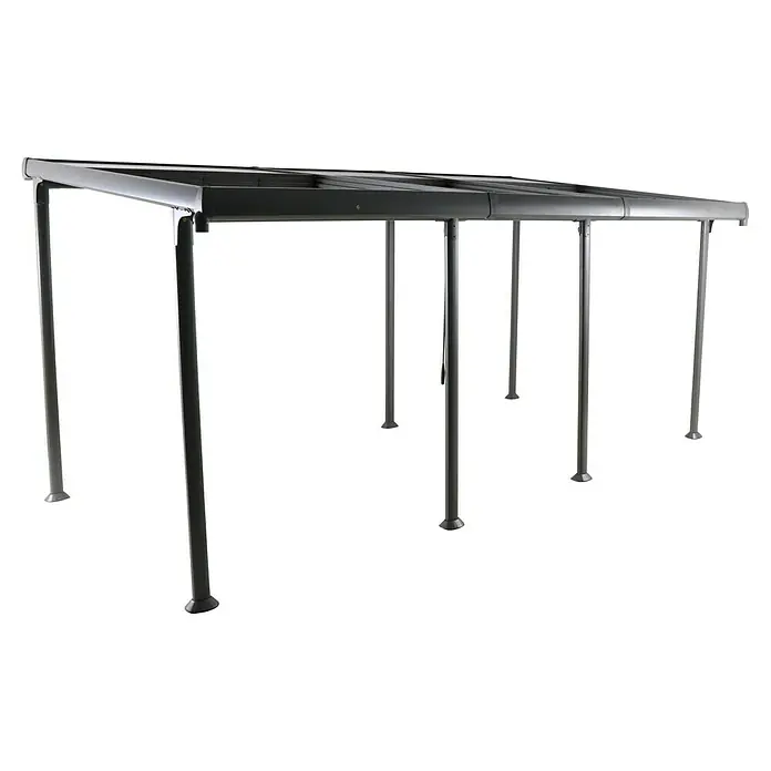 Sunfun Anstellpavillon Sera XL Cabrio - B x T: 550 x 300 cm, Farbe Gestell: Anthrazit, Aluminium - Schwarzer Pavillon mit flachem Dach und stabilen Stützbeinen. Ideal für Gartenpartys und Außenbereiche, um Schatten zu spenden.
