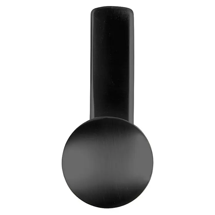 Rei Garderobenhaken C8725 - L x B x H: 47 x 27 x 65 mm, Zinkdruckguss, Schwarz, 2 Stk. - Dunkler, gebürsteter Metallgriff mit rechteckigem Oberteil und rundem Fuß.