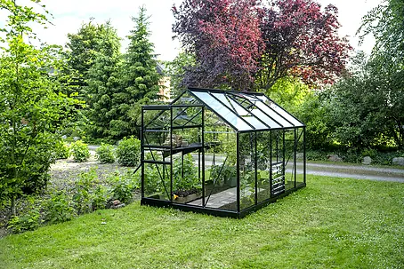 Halls Gewächshaus Popular 106 - Außenmaß inkl. Dachüberstand (B x