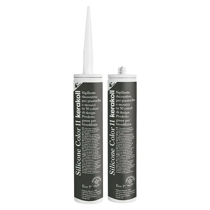 Kerakoll Silicona universal Color - Tono de color: 11, 310 ml - Dos cartuchos de Silicona Color 11 kerakoll, un sellador decorativo para azulejos y mosaicos, disponible en 50 colores.