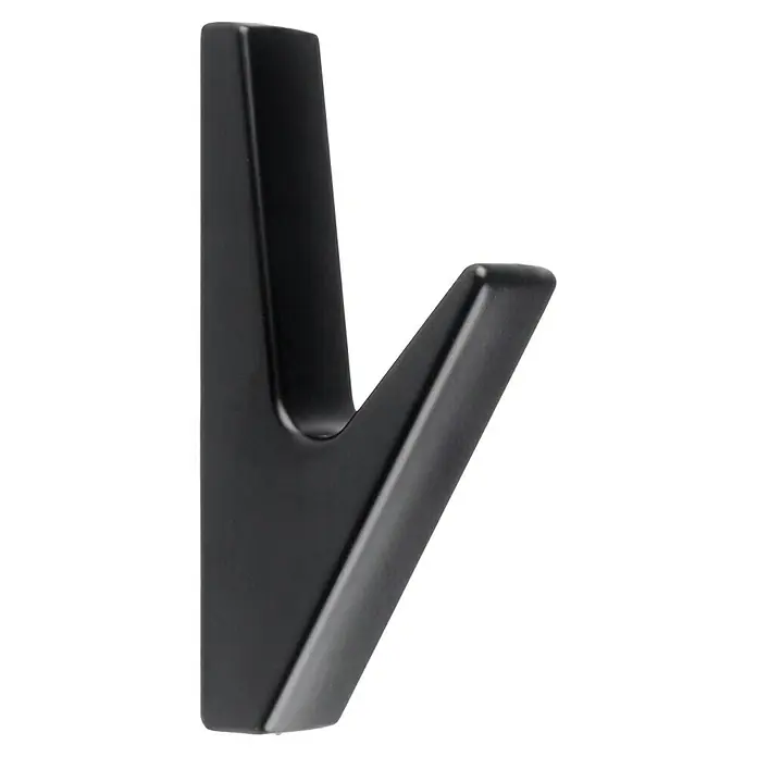 Rei Garderobenhaken C8728 - L x B x H: 40 x 14 x 78 mm, Zinkdruckguss, Schwarz, 2 Stk. - Eleganter mattschwarzer Haken.