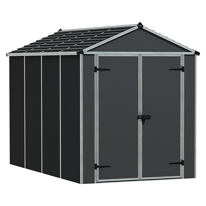 Palram – Canopia Gerätehaus Rubicon (Außenbreite inkl. Dachüberstand: 175 cm, Außentiefe inkl. Dachüberstand: 302 cm, Kunststoff, Dunkegrau) | BAUHAUS