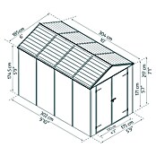 Palram – Canopia Gerätehaus Rubicon (Außenbreite inkl. Dachüberstand: 175 cm, Außentiefe inkl. Dachüberstand: 302 cm, Kunststoff, Dunkegrau) | BAUHAUS