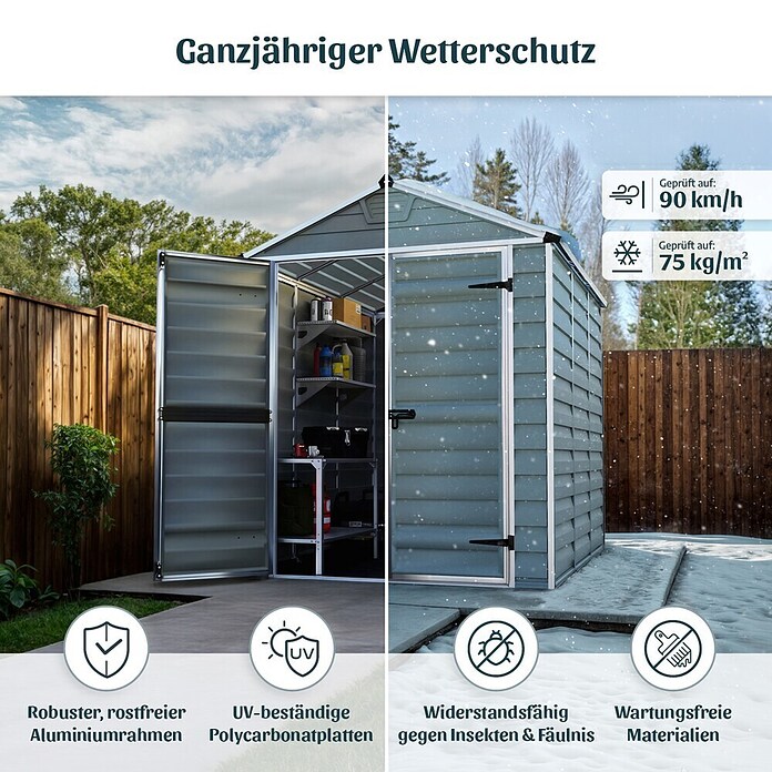 Palram – Canopia Gerätehaus Skylight (Braun, Außenmaß inkl. Dachüberstand (B x T): 110 x 175 cm) | BAUHAUS