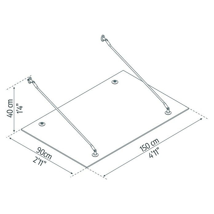 Palram – Canopia Vordach Taurus (150 x 90 x 40 cm, Material: Glas) | BAUHAUS