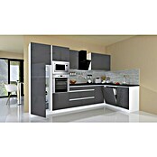 Respekta Premium Cocina esquinera (345 x 172 cm, Con dispositivos eléctricos, Gris de alto brillo)