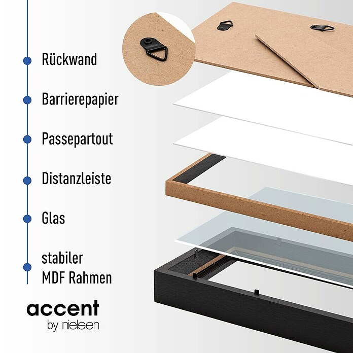 Accent Bilderrahmen Aura (Schwarz, 13 x 18 cm, Holz)