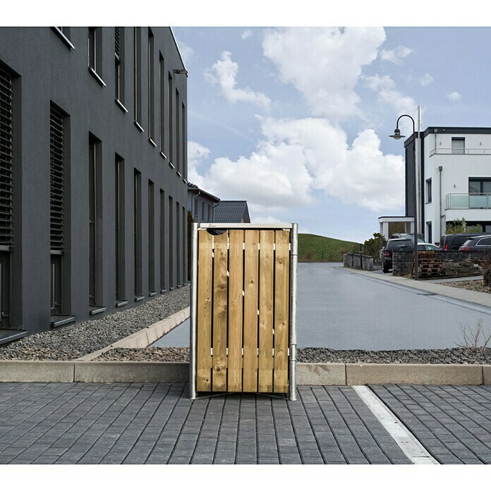 Hide Mülltonnenbox80,7 x 69,7 x 115,2 cm, Passend für: 1 Mülltonne 180 - 240 l, Holz, Natur Front View