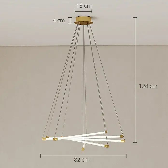 Homcom Pendelleuchte - L x B x H: 82 x 82 x 124 cm, Gold