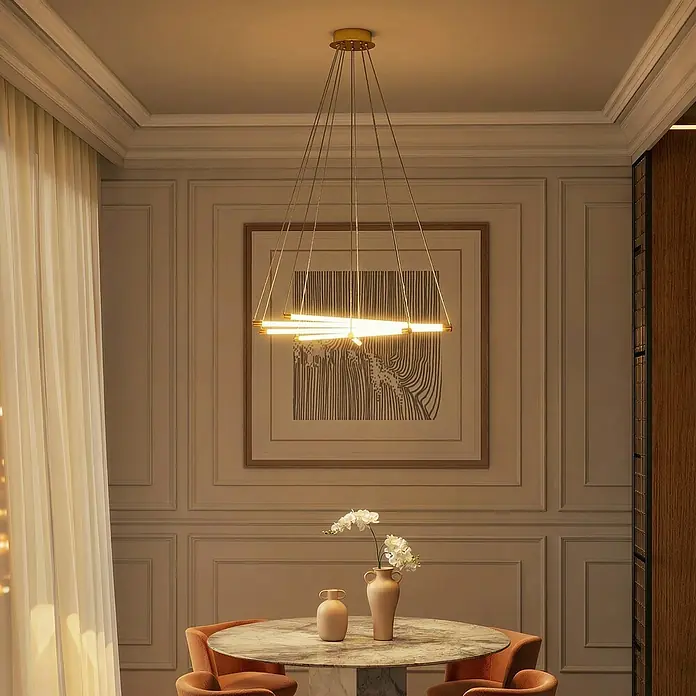 Homcom Pendelleuchte - L x B x H: 82 x 82 x 124 cm, Gold