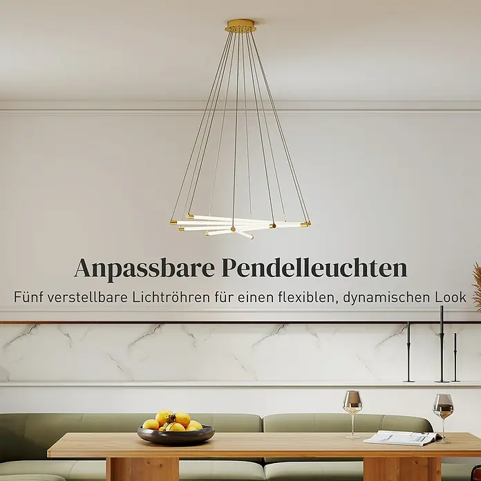 Homcom Pendelleuchte - L x B x H: 82 x 82 x 124 cm, Gold
