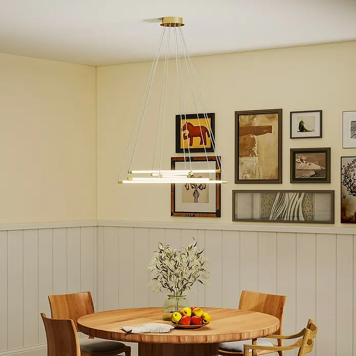 Homcom Pendelleuchte - L x B x H: 82 x 82 x 124 cm, Gold