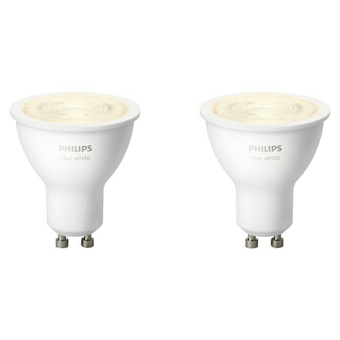 Philips Hue LED-Leuchtmittel-Set WhiteGU10, 5,2 W, Warmweiß, Dimmbar, 2 Stk. Front View