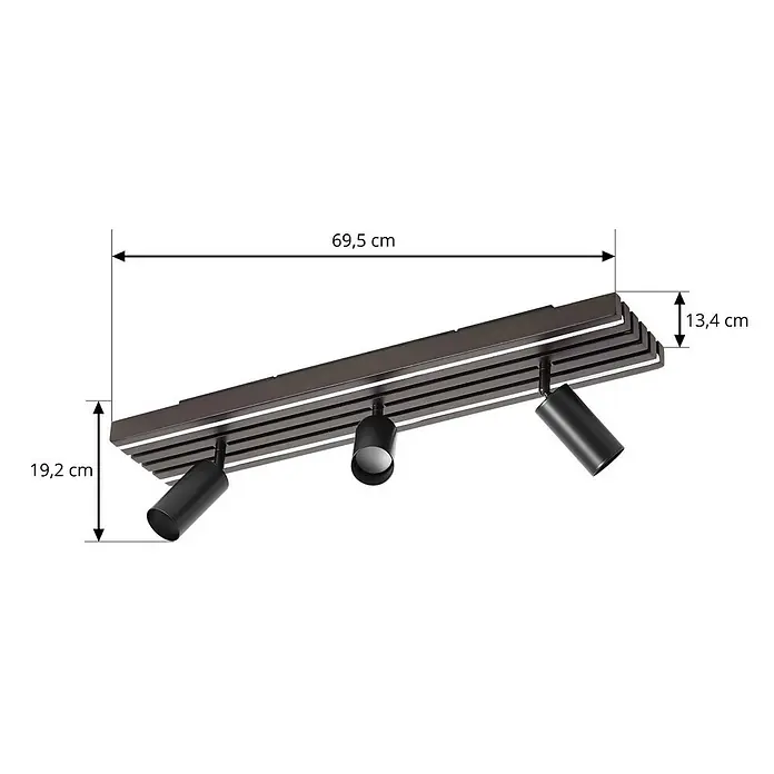 Lucande Deckenstrahler Tiron - Holz dunkel, schwarz