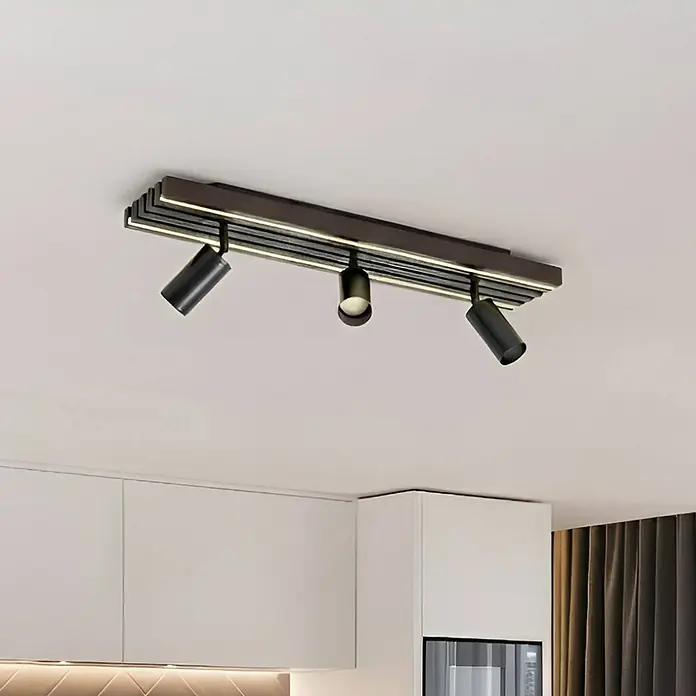Lucande Deckenstrahler Tiron - Holz dunkel, schwarz