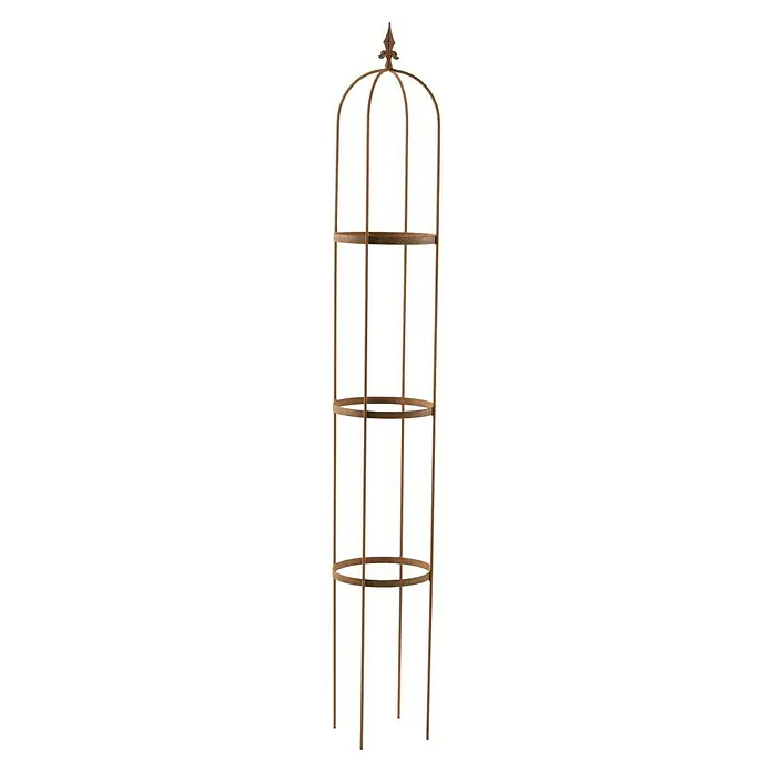 Rankhilfe Obelisk Oscar - Rost, Höhe: 190 cm - Elegante Gartenobelisk-Pflanzstütze aus Metall in antikem Kupfer-Finish, ideal für Kletterpflanzen und zur Dekoration Ihres Gartens.
