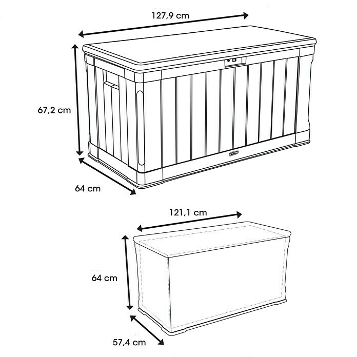 Lifetime Kissenbox Harmony128 x 64 x 67 cm, Lichtgrau, Kunststoff Unknown