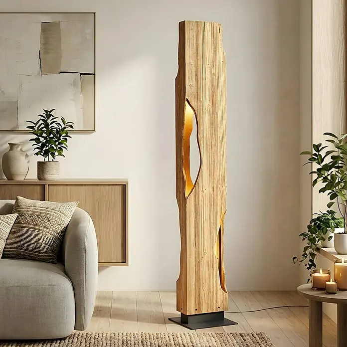 Lucande Stehleuchte Tarry - Höhe: 137 cm, Holz hell, E27