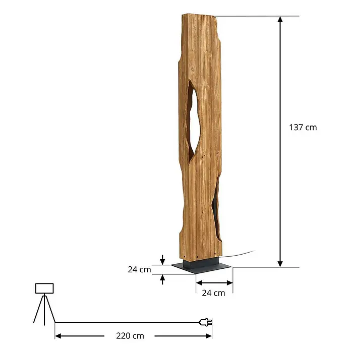 Lucande Stehleuchte Tarry - Höhe: 137 cm, Holz hell, E27