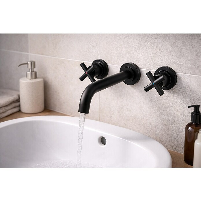Rousseau Grifo bimando de pared (Negro, Mate)