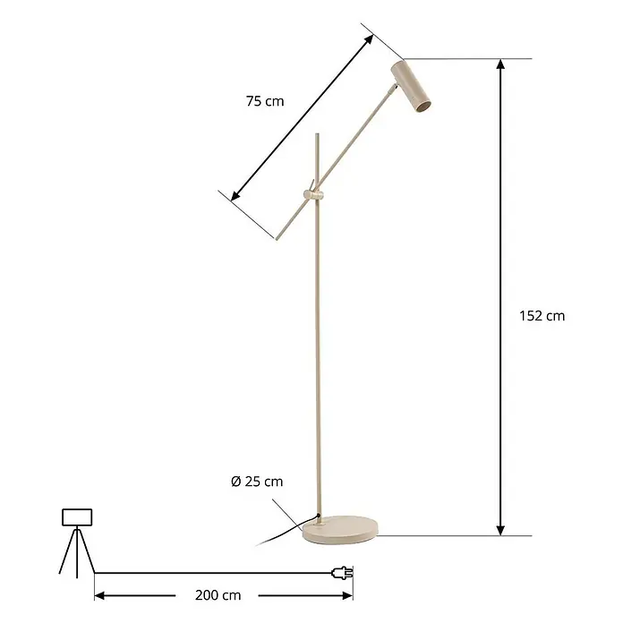 Lindby Stehleuchte Vilo - Höhe: 152 cm, creme / amber, creme / amber, GU10