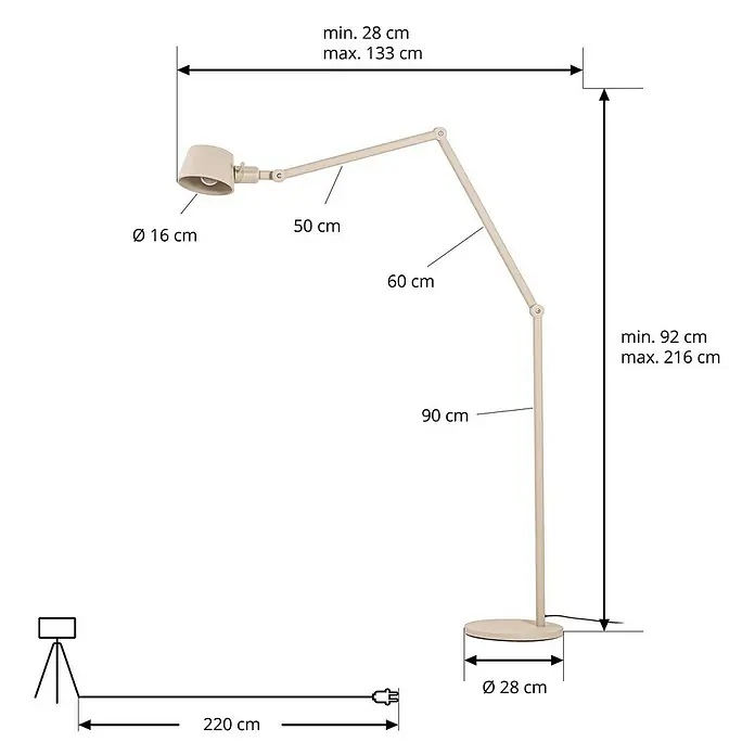 Lucande Stehleuchte Silka - Höhe: 216 cm, creme / amber, creme / amber, E27