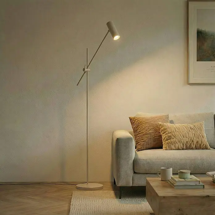 Lindby Stehleuchte Vilo - Höhe: 152 cm, creme / amber, creme / amber, GU10